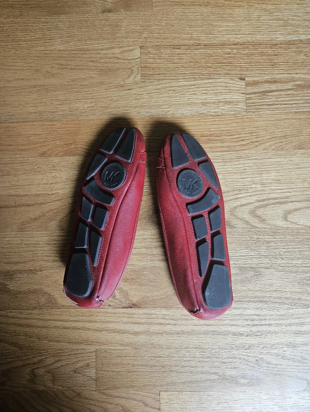 MK Red Flat Shoes Slip Ons 8